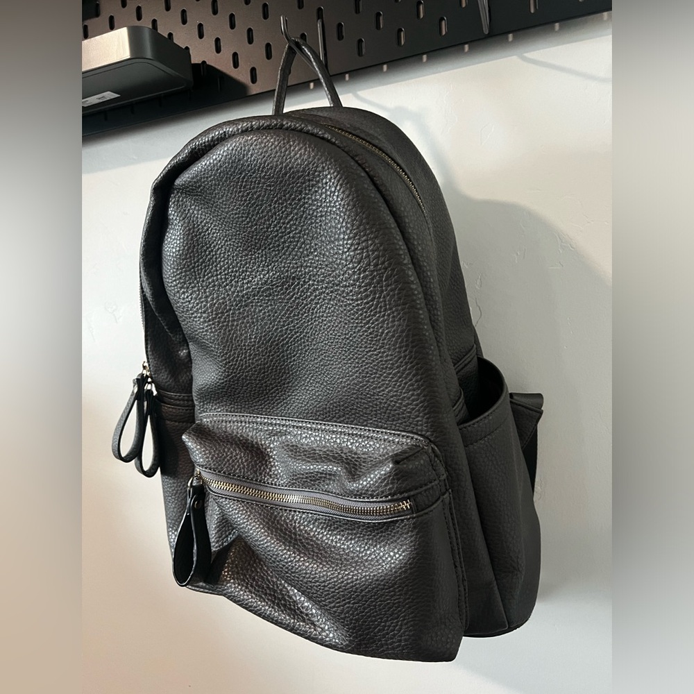 Grey Vegan Leather Backpack - Picture 3 of 8